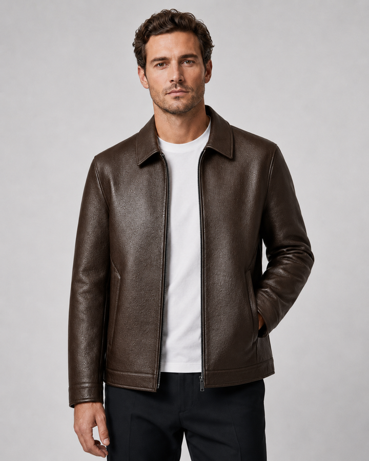 Chaqueta masculina efecto piel PU