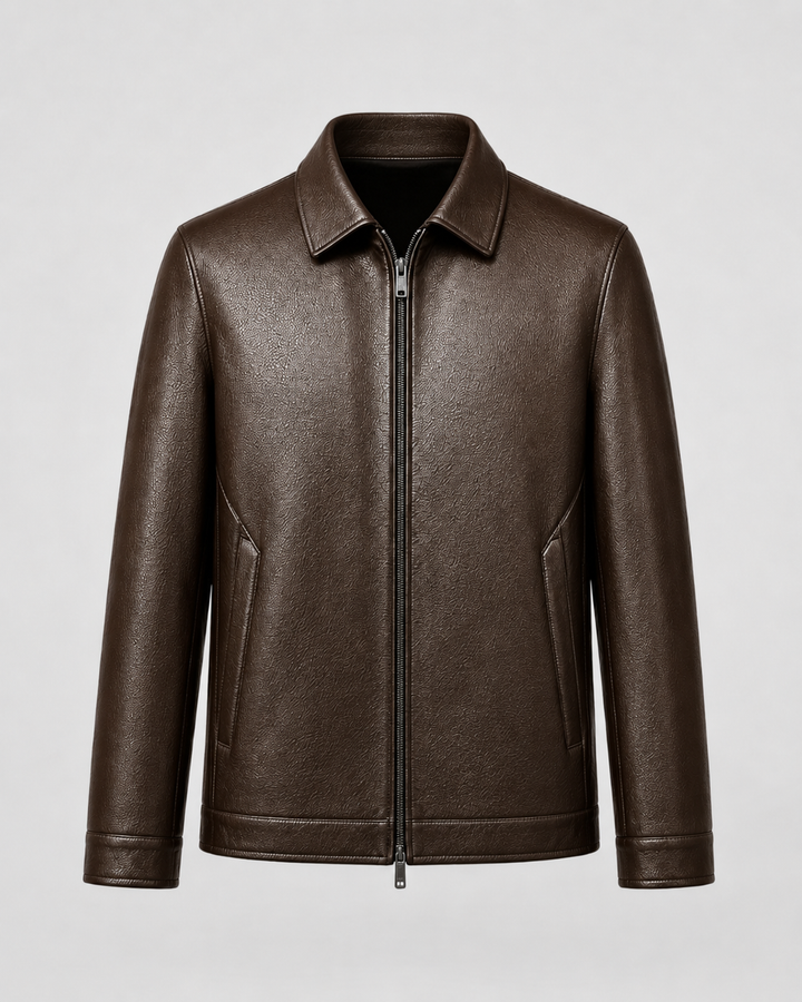 Chaqueta masculina efecto piel PU