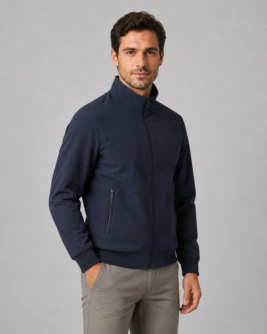 Chaqueta masculina acolchada de cuello alto