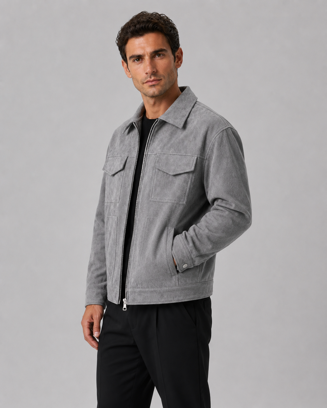Chaqueta de ante utility masculina