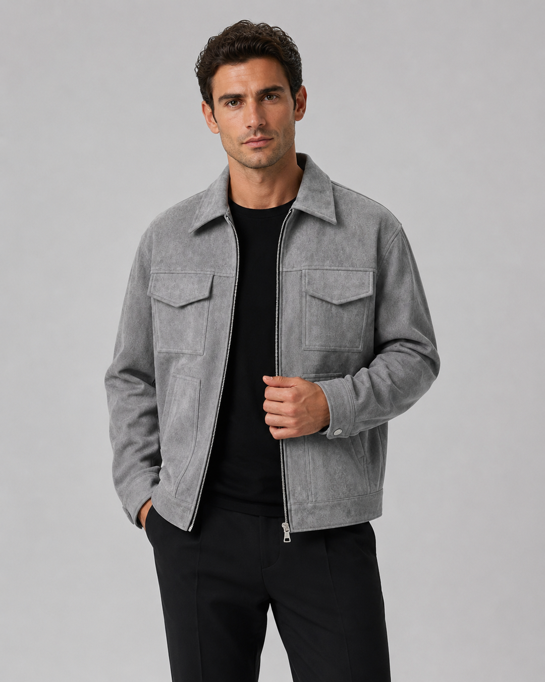 Chaqueta de ante utility masculina