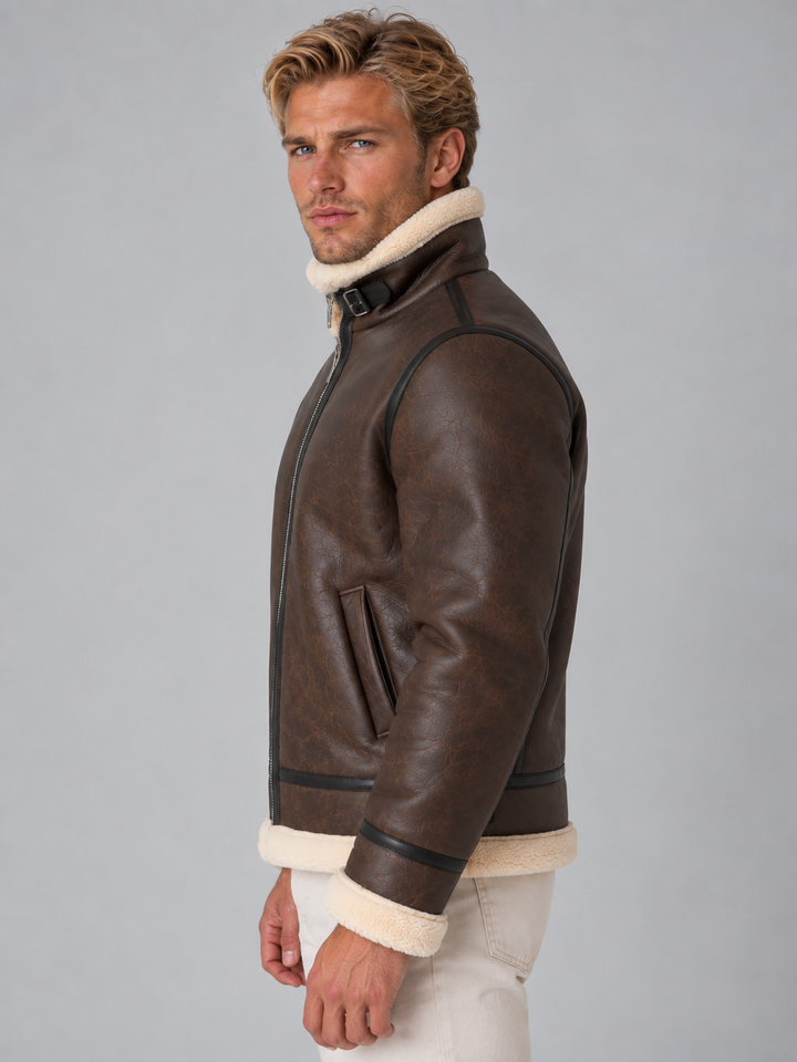 Chaqueta aviador efecto piel sherpa