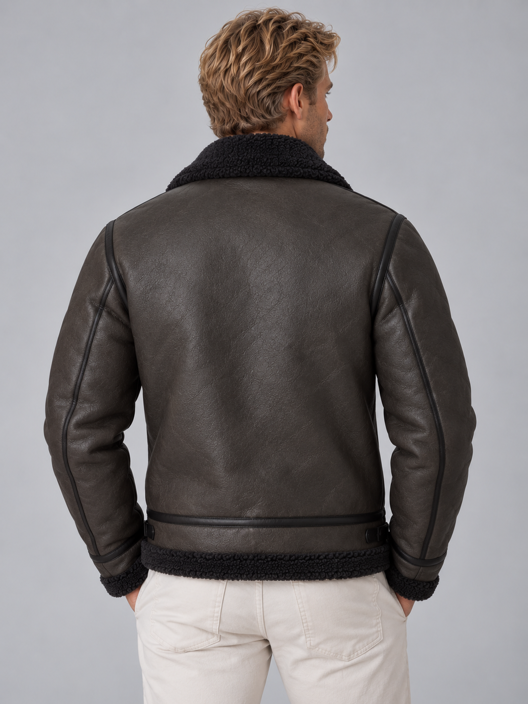 Chaqueta aviador efecto piel sherpa