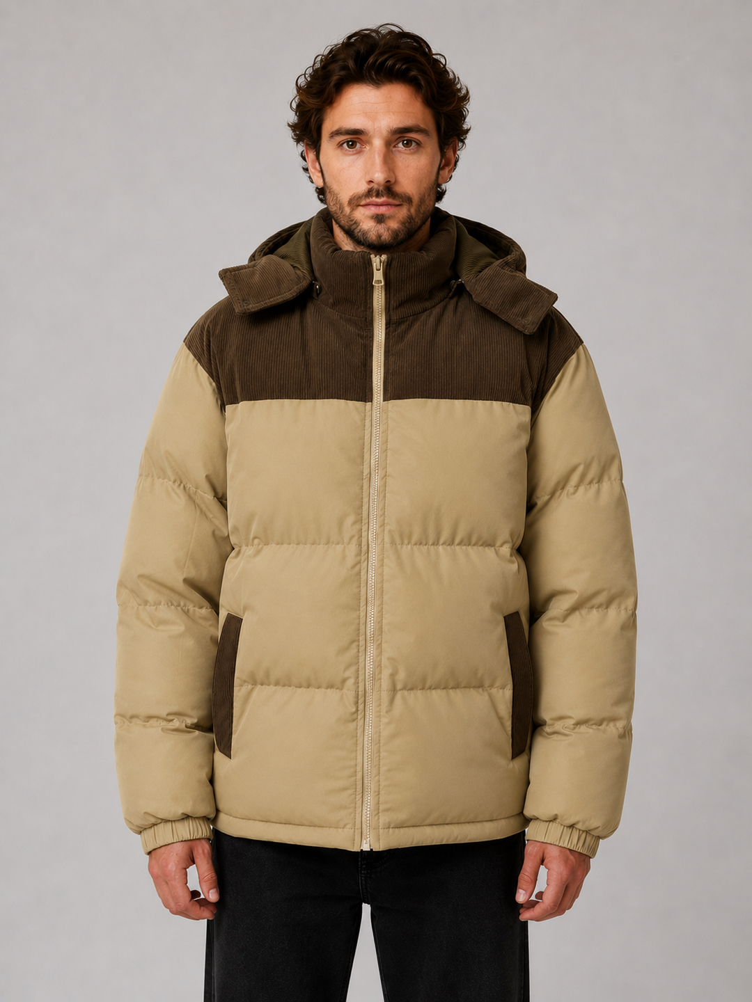 Chaqueta acolchada de pana masculina