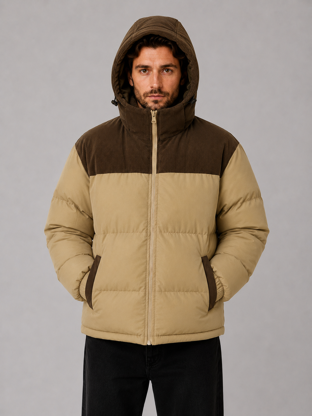 Chaqueta acolchada de pana masculina