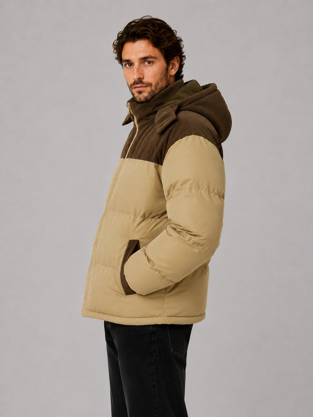 Chaqueta acolchada de pana masculina
