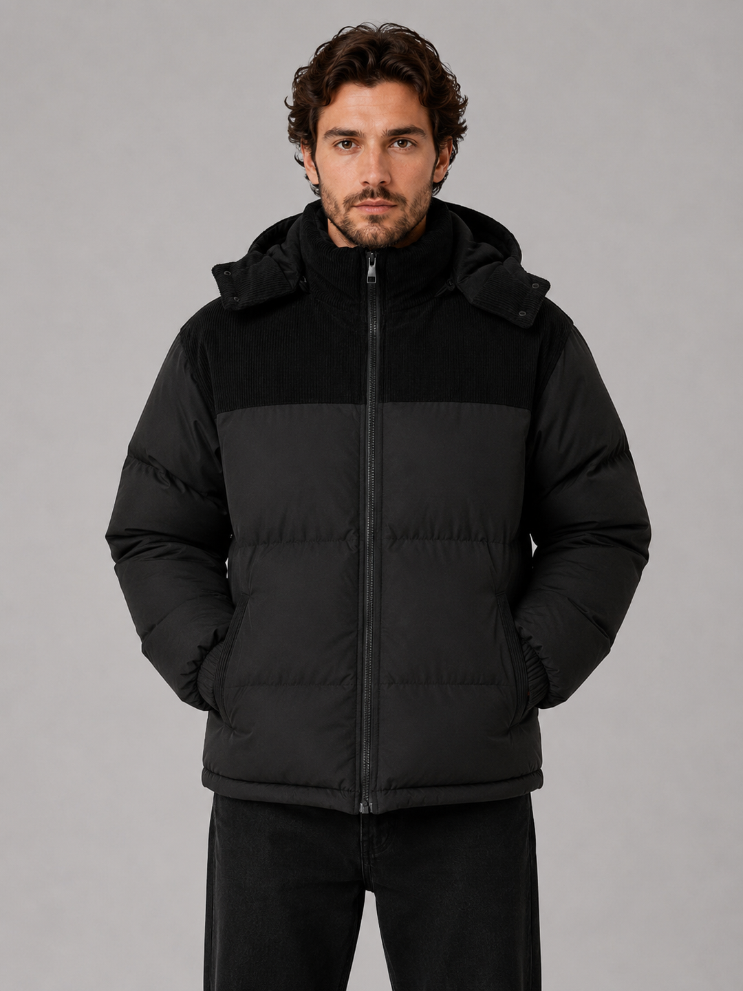 Chaqueta acolchada de pana masculina
