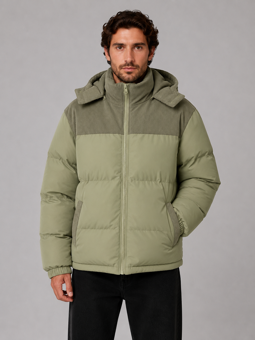 Chaqueta acolchada de pana masculina