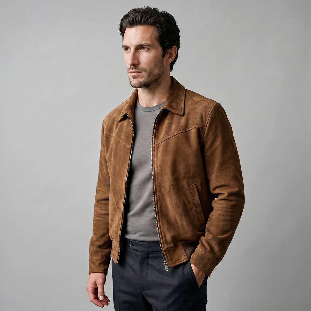 Chaqueta Harrington de ante premium