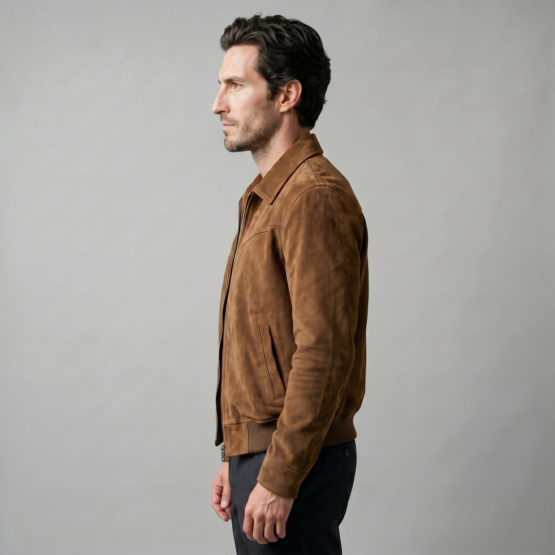Chaqueta Harrington de ante premium