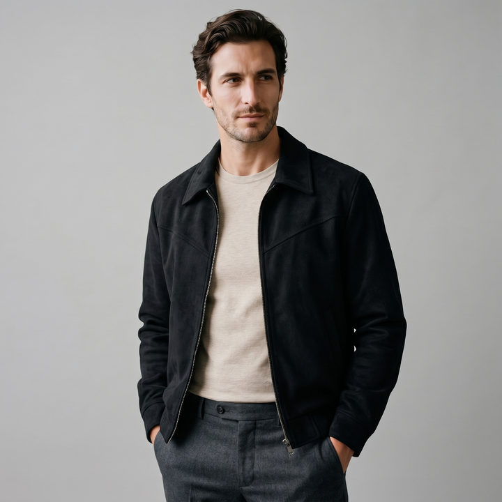 Chaqueta Harrington de ante premium