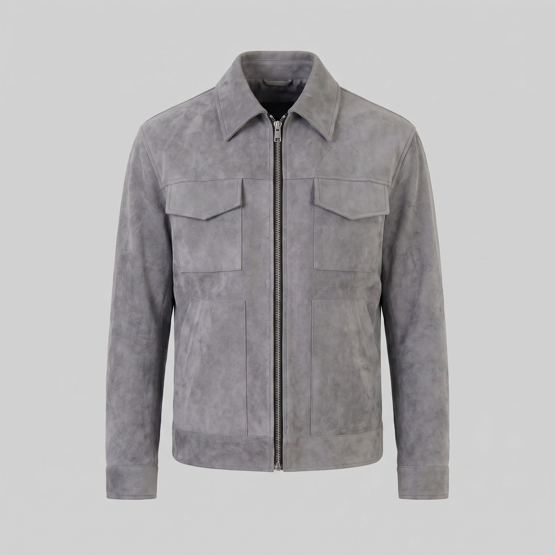 Chaqueta de ante con cremallera hombre
