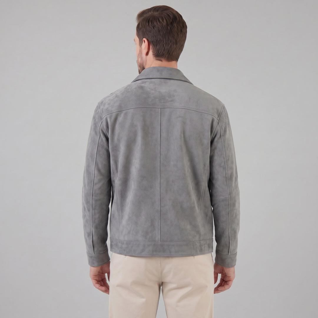 Chaqueta de ante con cremallera hombre