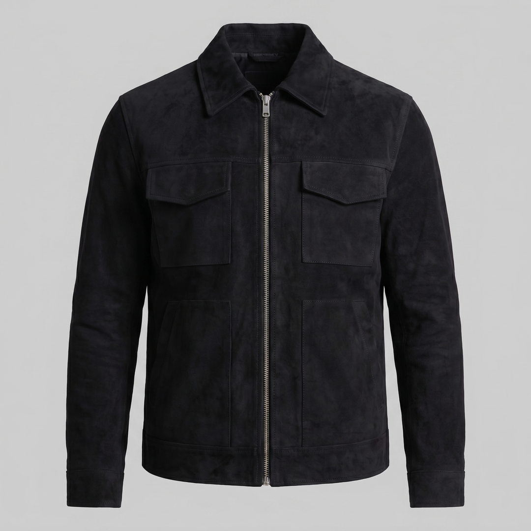 Chaqueta de ante con cremallera hombre