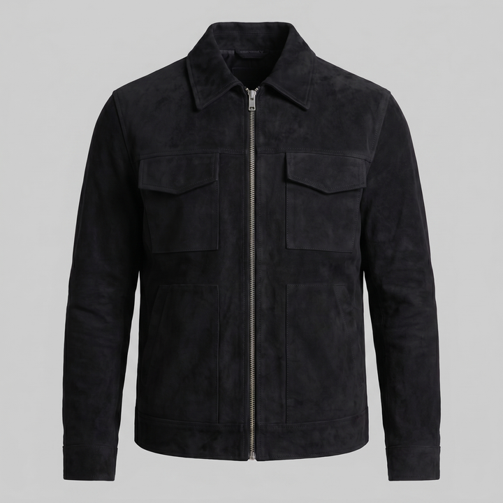 Chaqueta de ante con cremallera hombre