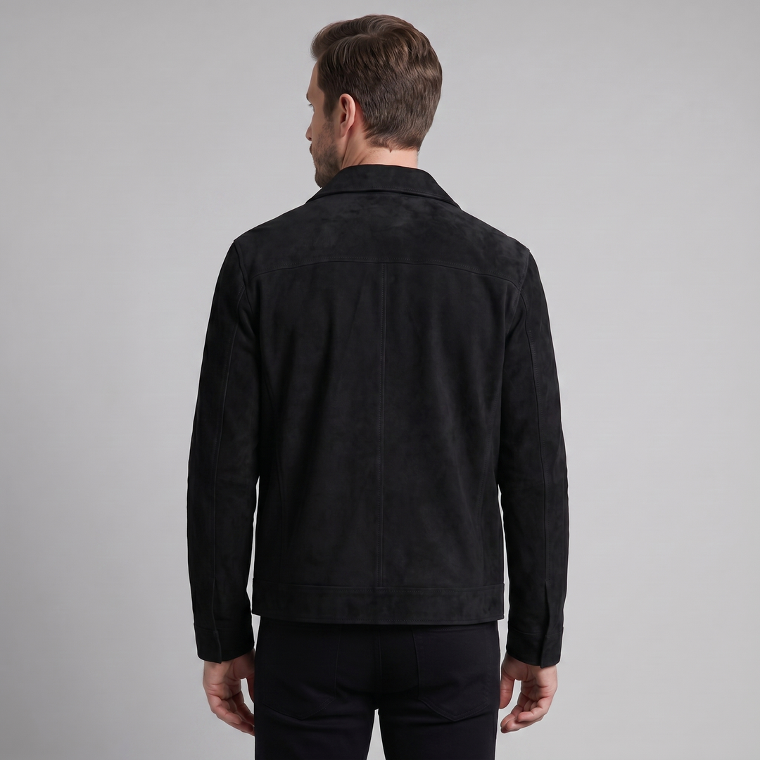 Chaqueta de ante con cremallera hombre