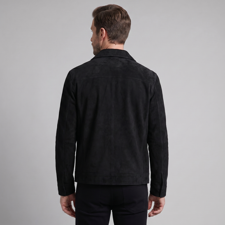 Chaqueta de ante con cremallera hombre
