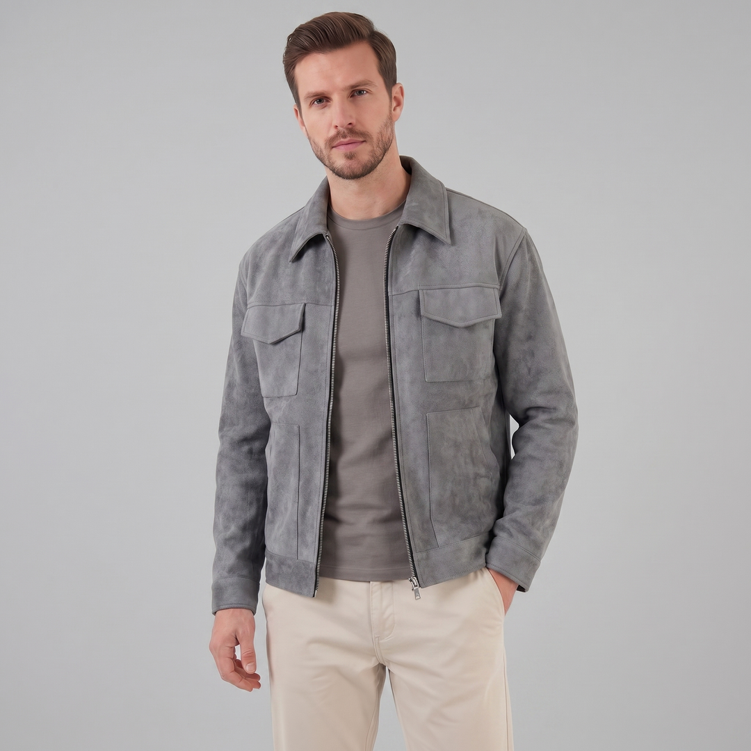 Chaqueta de ante con cremallera hombre