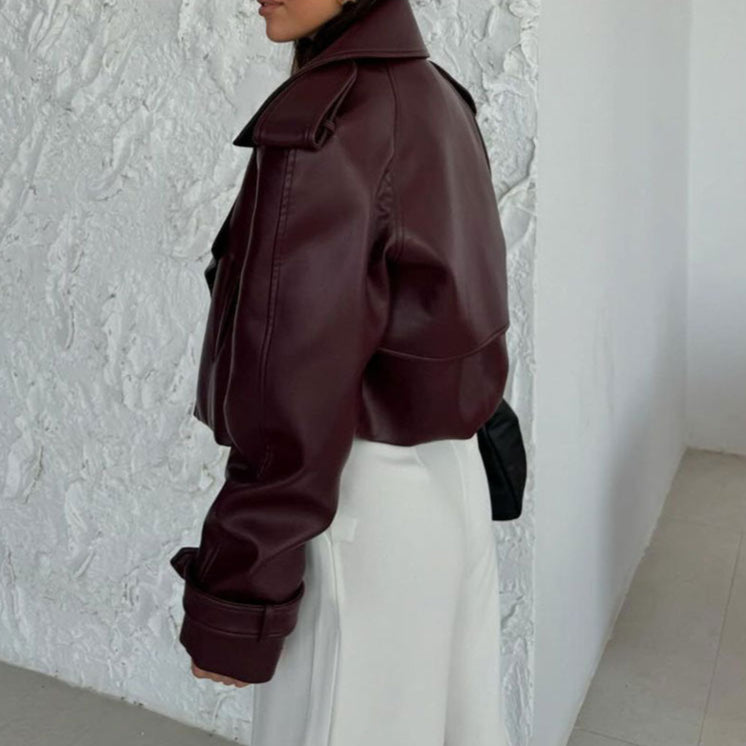 Chaqueta Corta de Piel Sintética