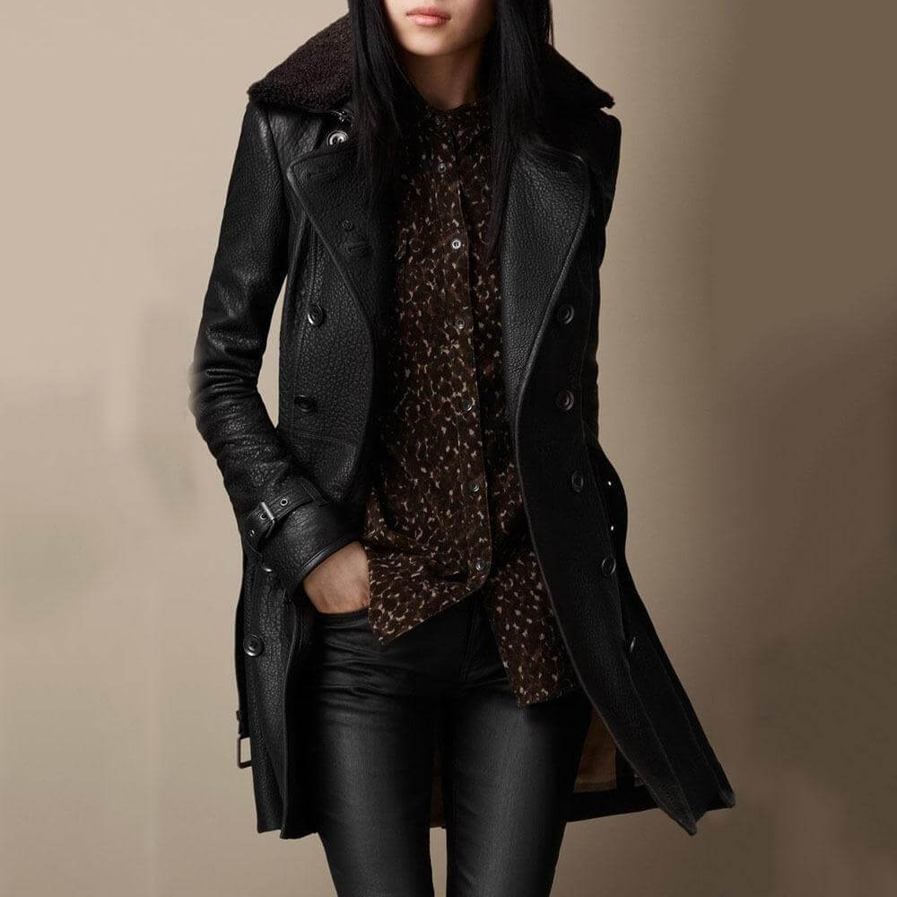 Trench de Piel con Cuello Borreguito