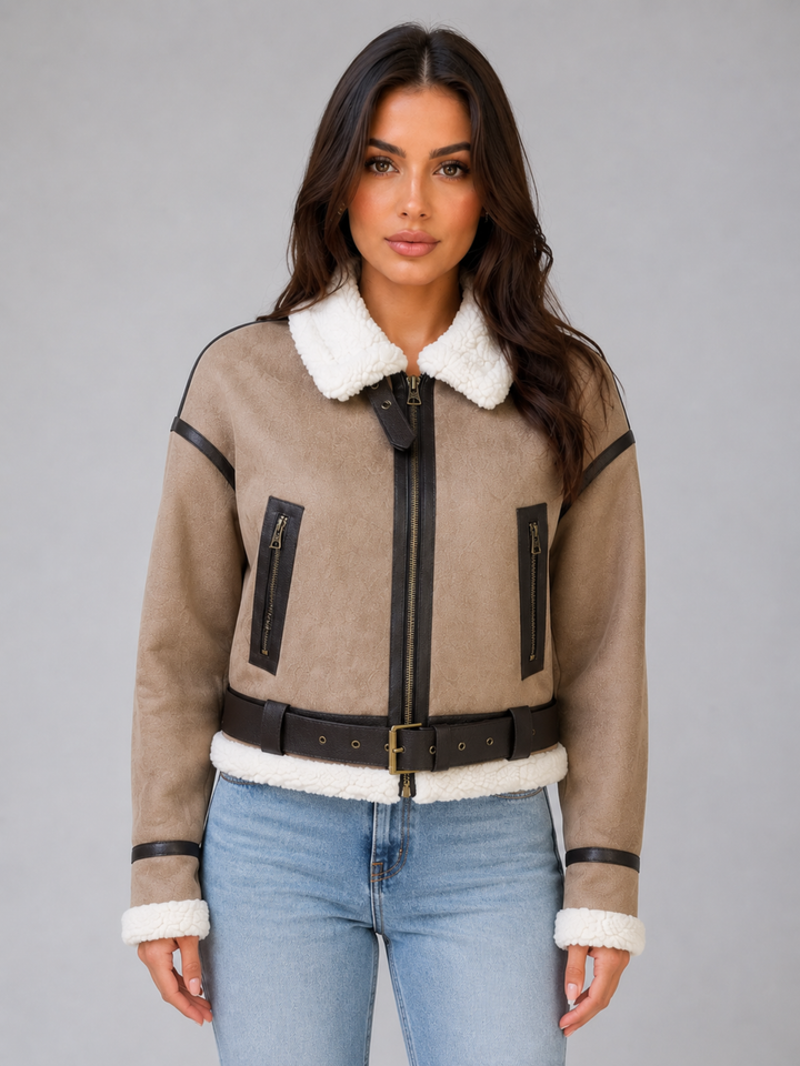 Chaqueta aviador efecto ante con borreguito