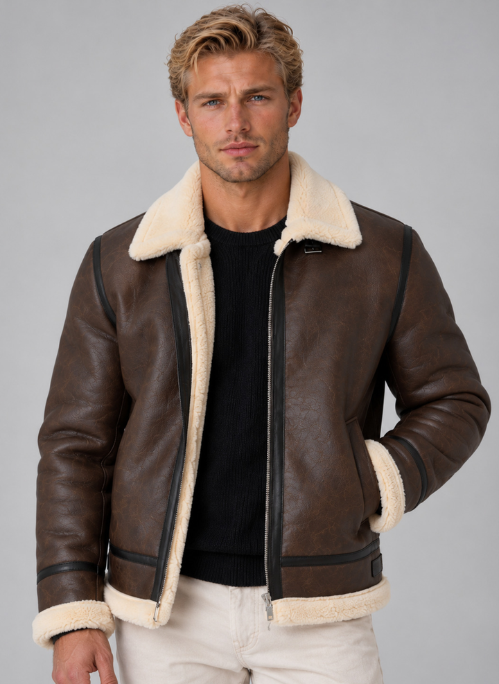 Chaqueta aviador efecto piel sherpa
