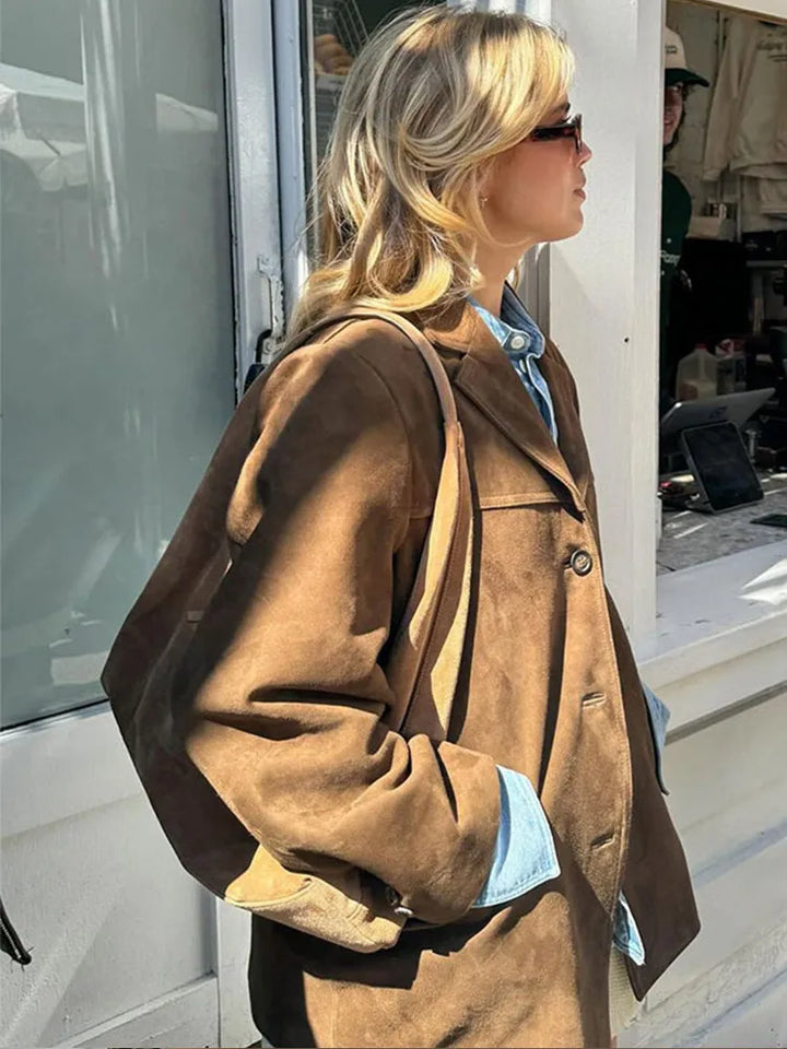 Blazer de piel ante clásico