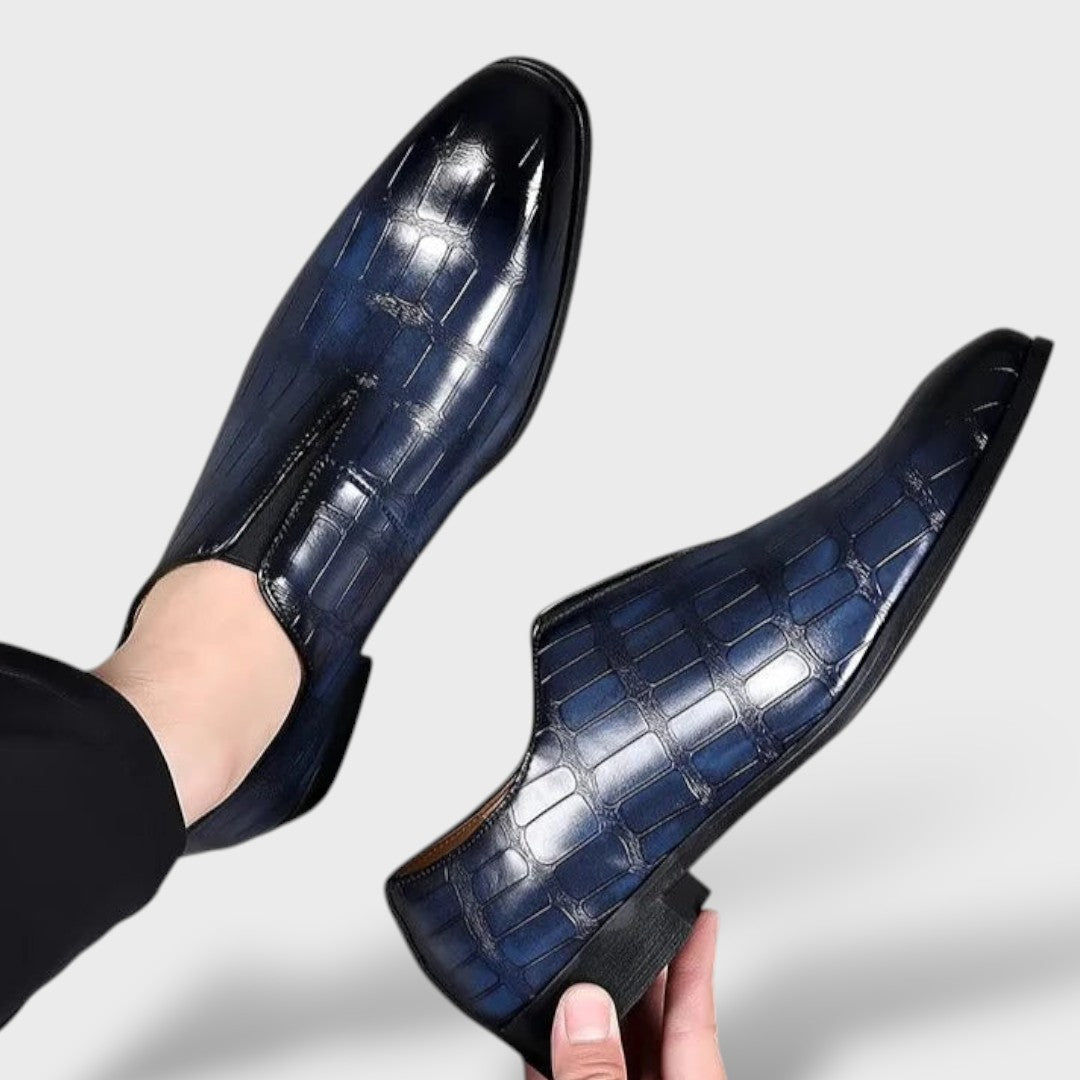 Mocasines Hombre Cuero Cocodrilo Slip-On Elegante