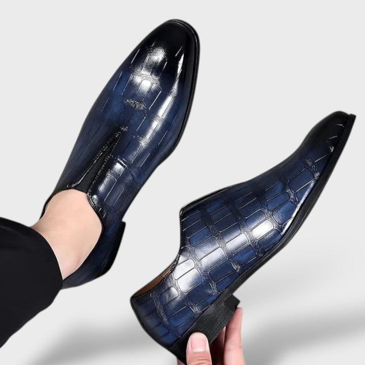 Mocasines Hombre Cuero Cocodrilo Slip-On Elegante