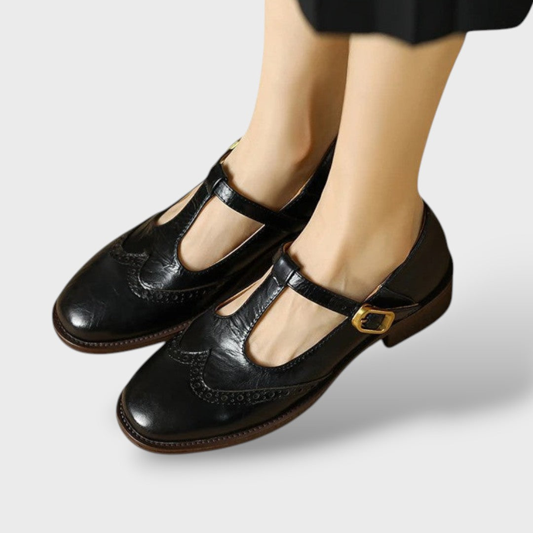 Sandalias Ortopédicas Mary Jane Piel Brogue