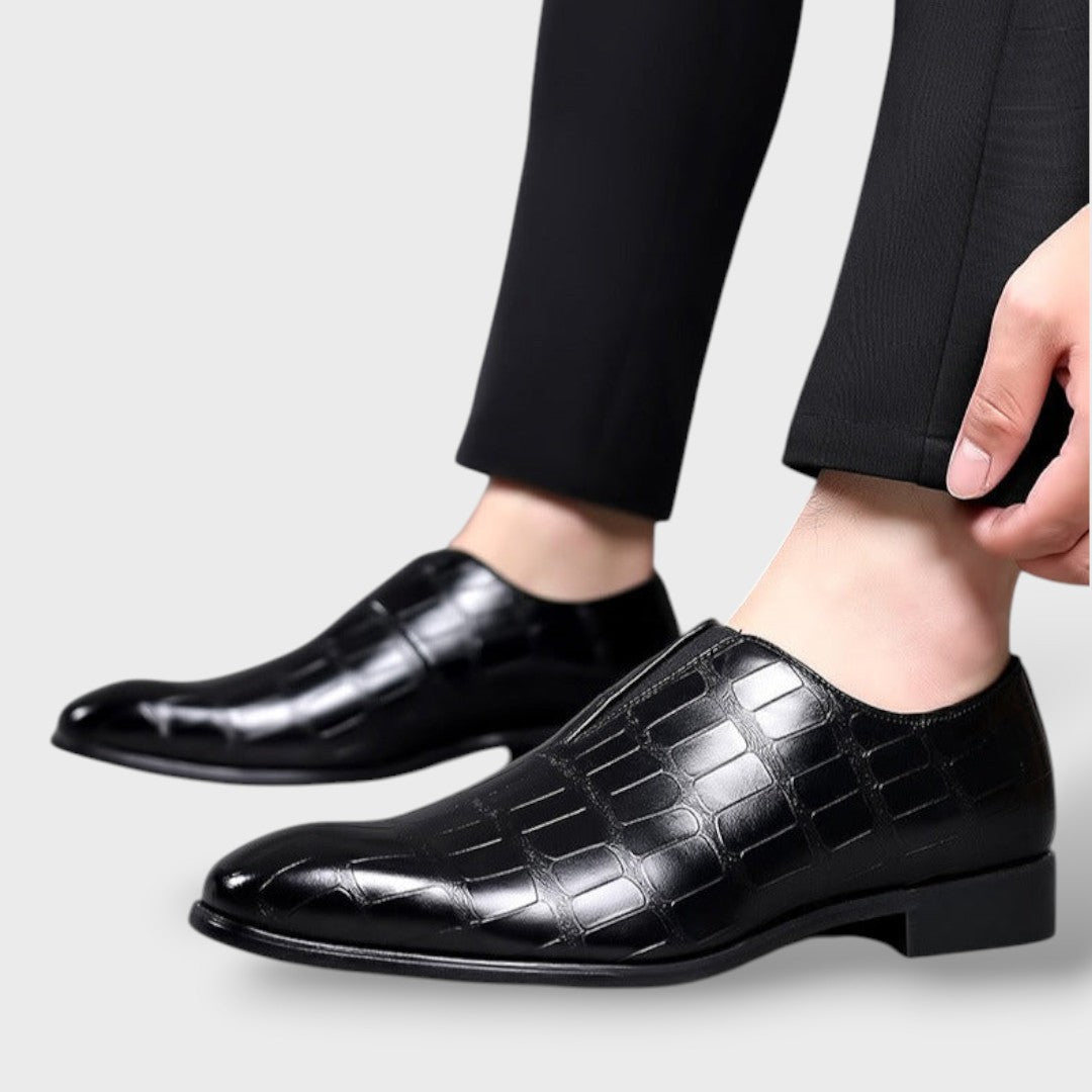 Mocasines Hombre Cuero Cocodrilo Slip-On Elegante