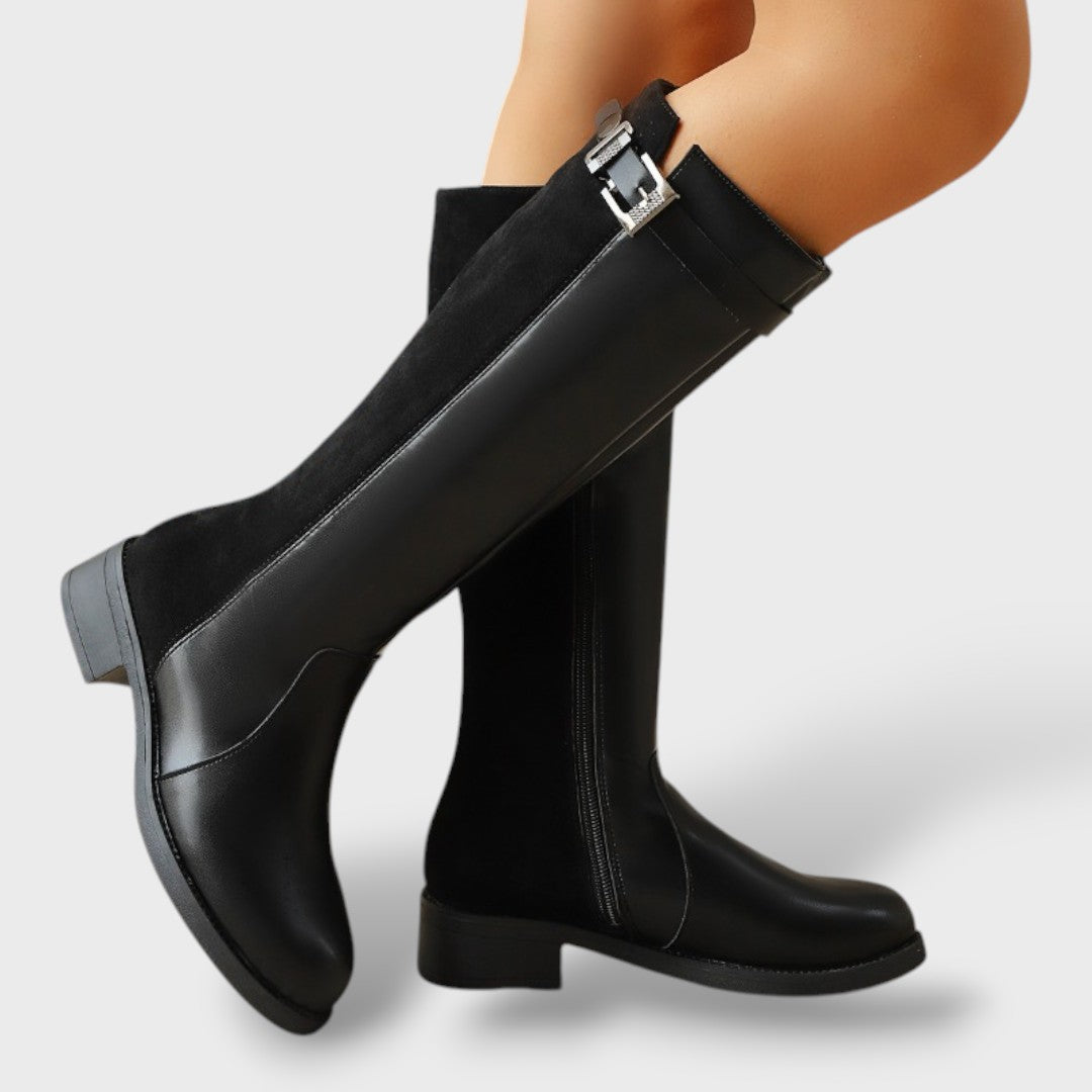 Botas Altas Retro con Hebilla – Estilo Caballero Moderno