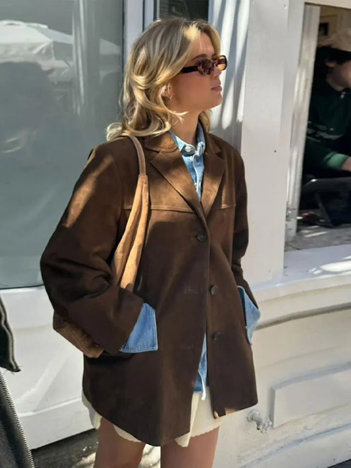 Blazer de piel ante clásico