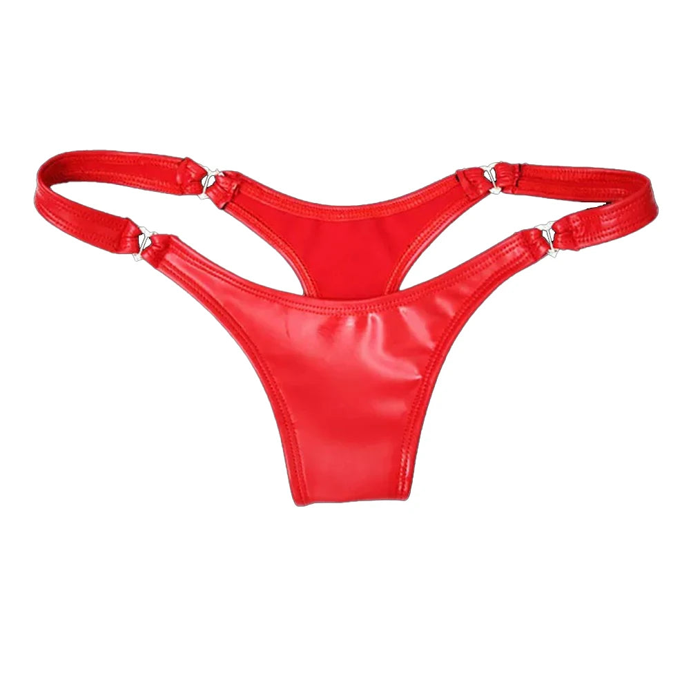 Tanga Efecto Cuero Tirantes Ajustables