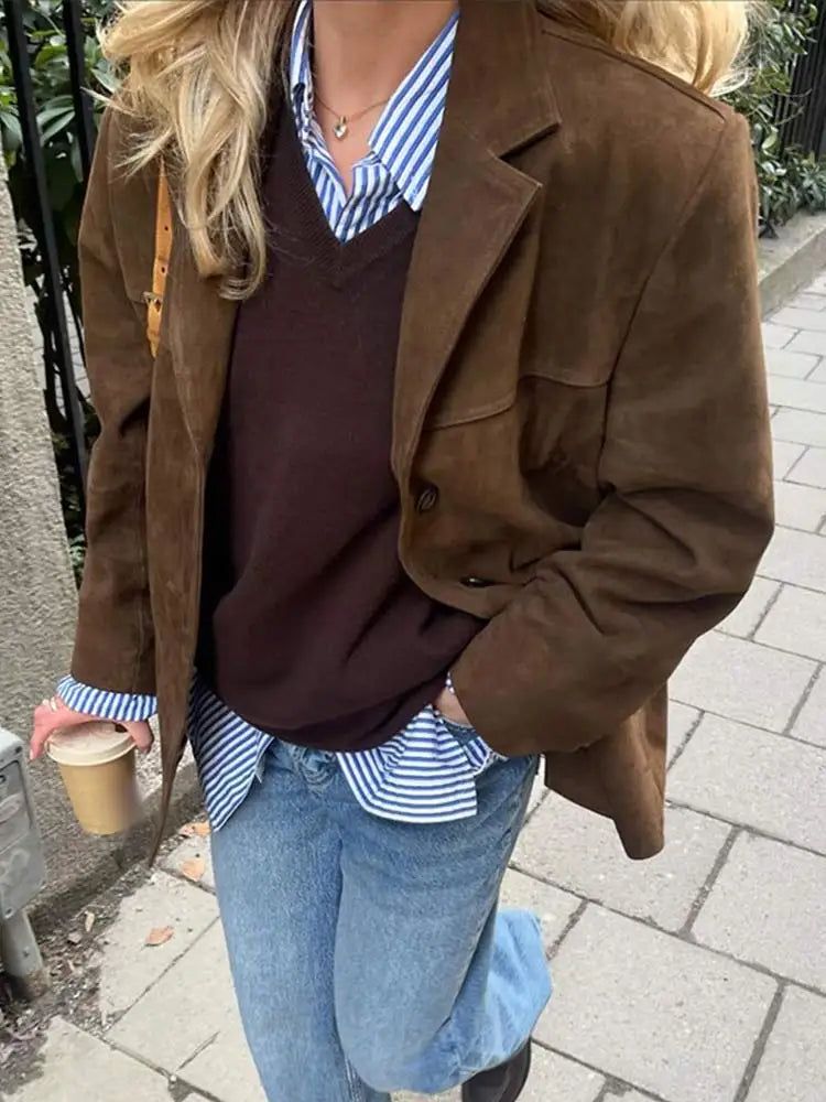 Blazer de piel ante clásico
