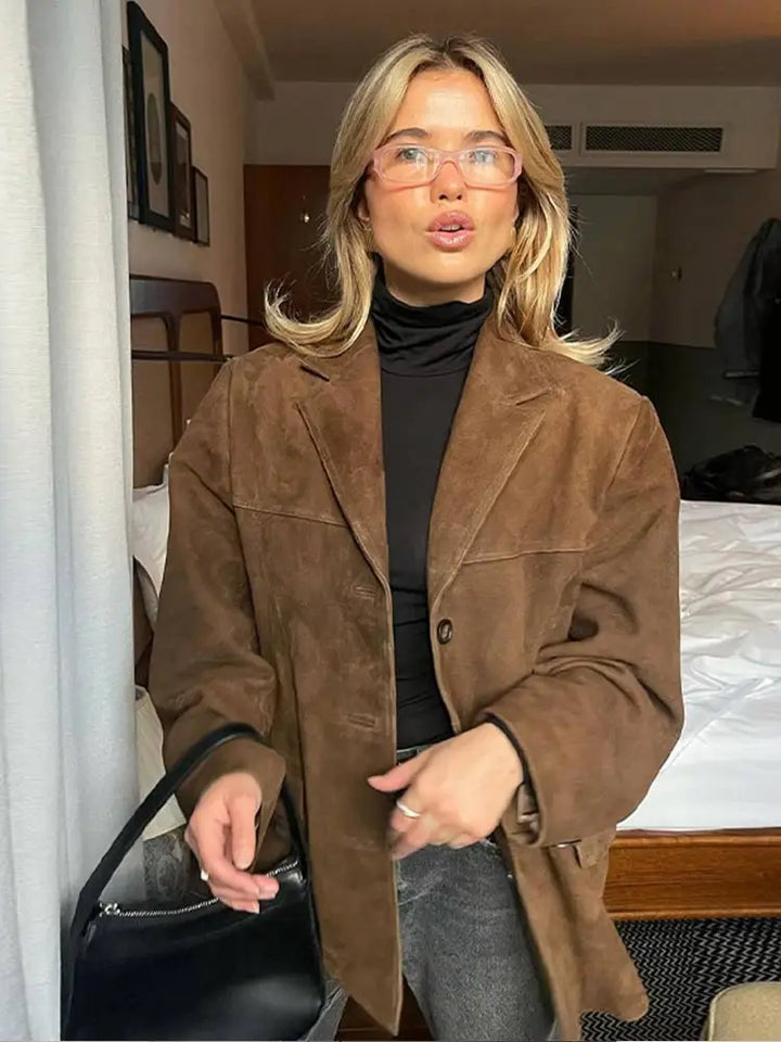 Blazer de piel ante clásico