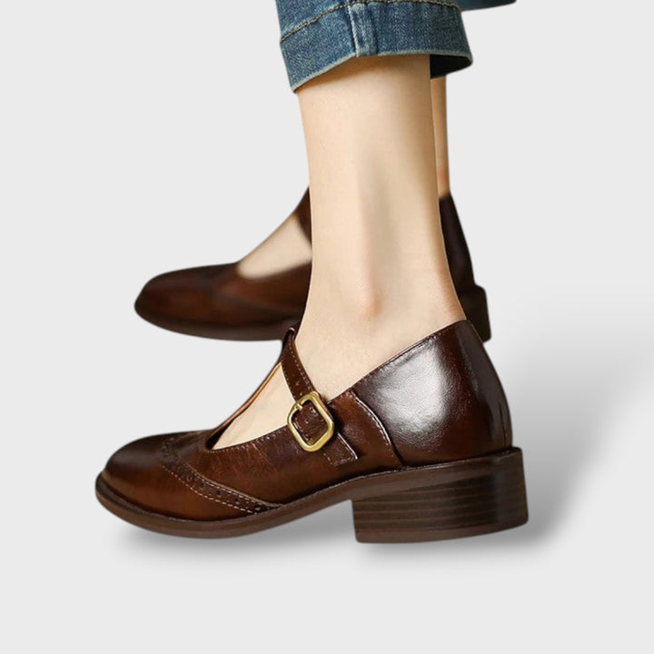 Sandalias Ortopédicas Mary Jane Piel Brogue