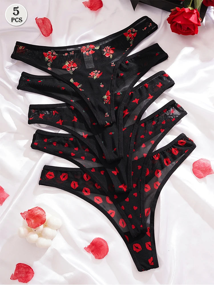 Pack 5 Tangas Estampado Romántico