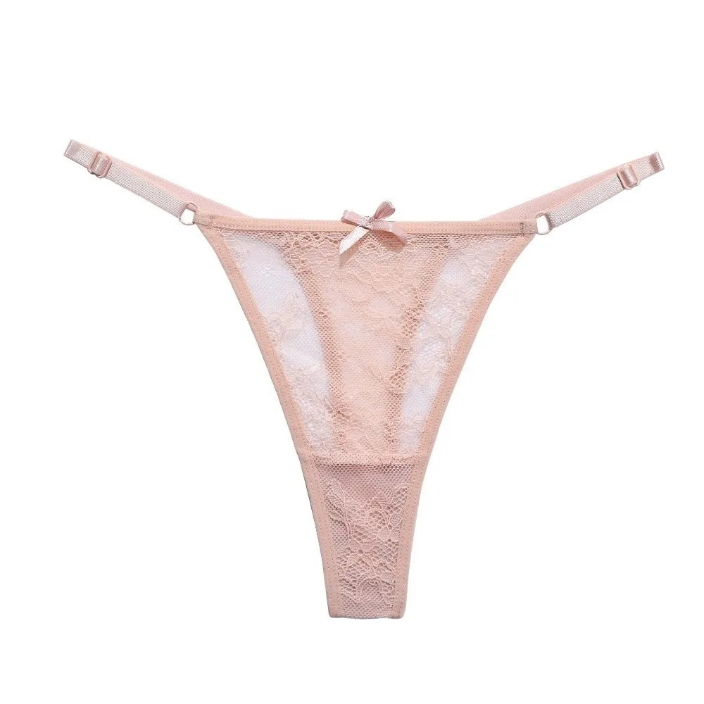 Tanga Malla Encaje Lazo Ajustable