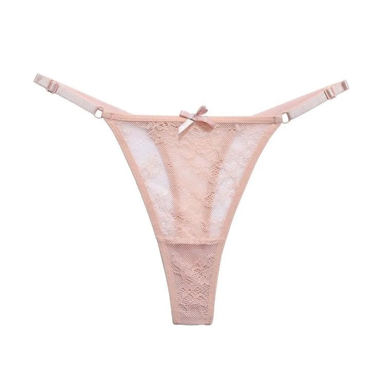 Tanga Malla Encaje Lazo Ajustable