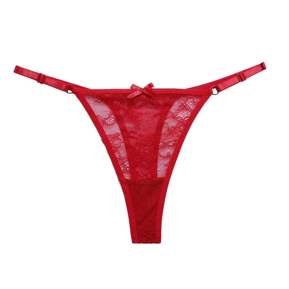 Tanga Malla Encaje Lazo Ajustable