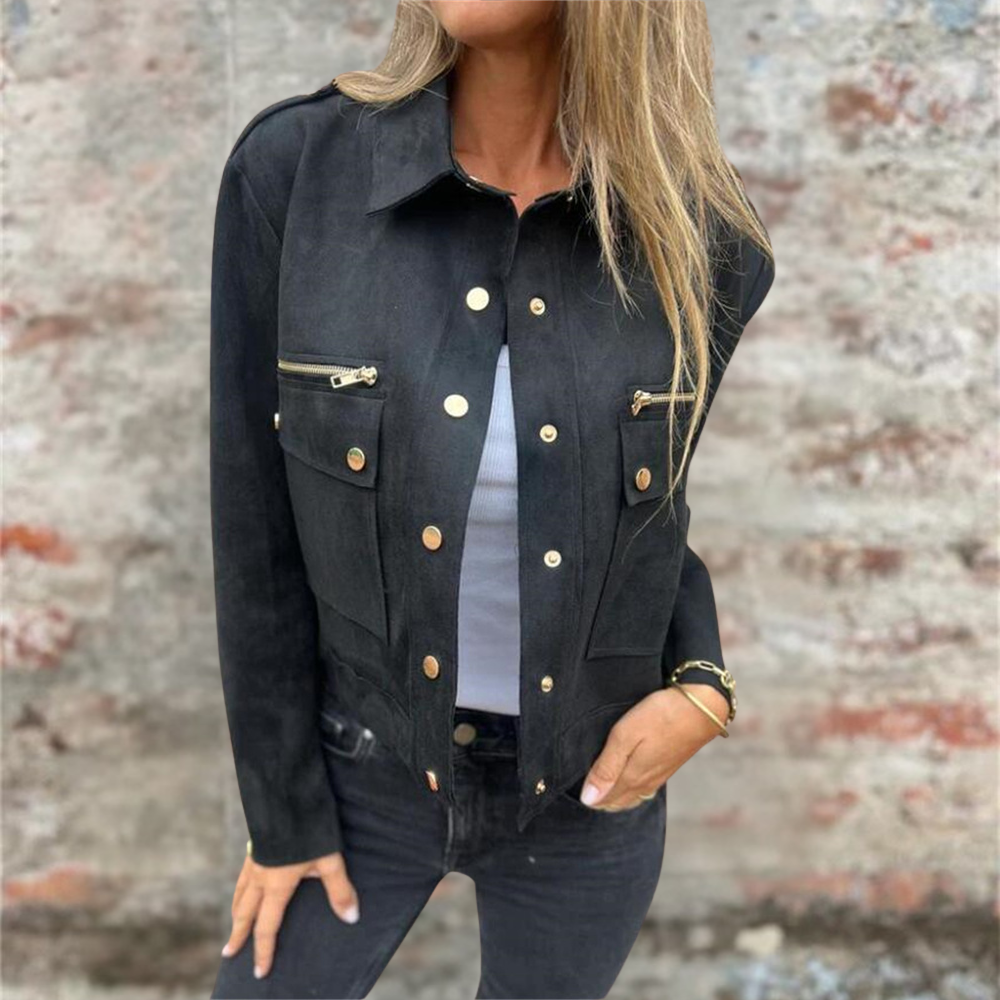 Chaqueta de ante con bolsillos