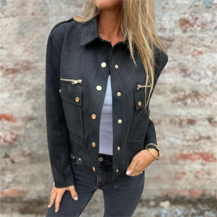 Chaqueta de ante con bolsillos