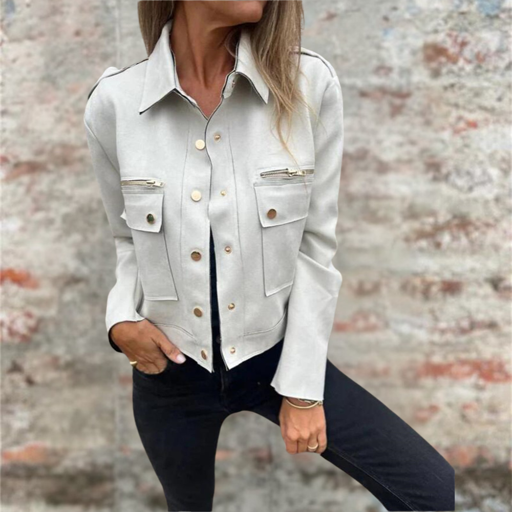 Chaqueta de ante con bolsillos