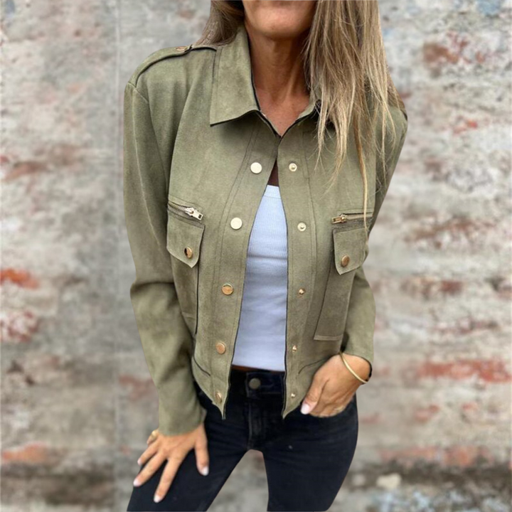 Chaqueta de ante con bolsillos