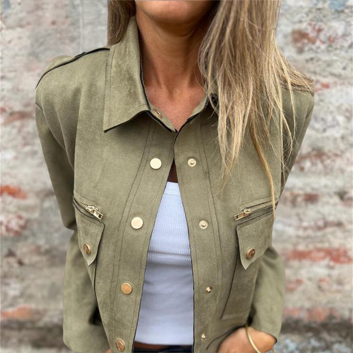 Chaqueta de ante con bolsillos