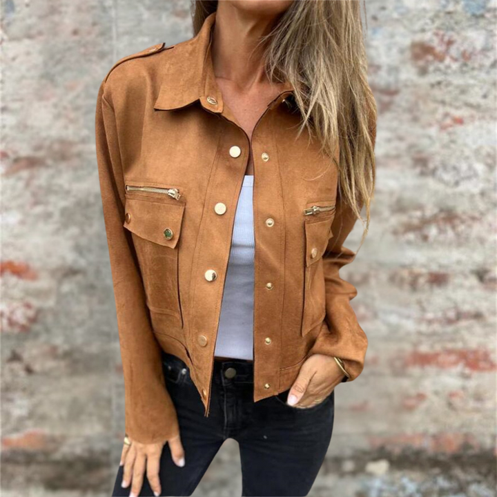 Chaqueta de ante con bolsillos