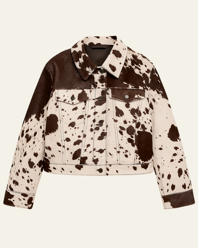 Chaqueta de piel vegana estampada
