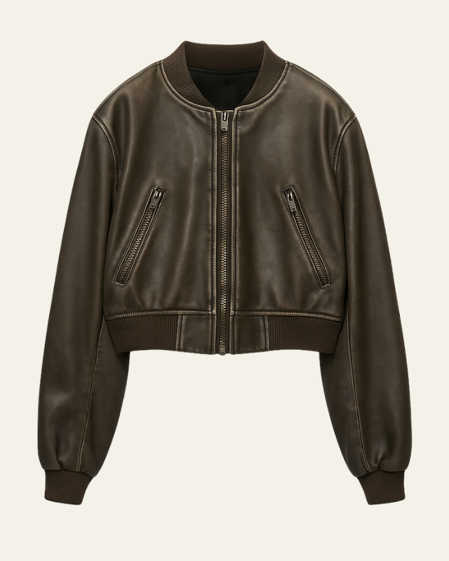 Bomber de piel vegana corte esencial