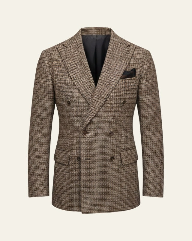 Blazer cruzado de cuadros elegante